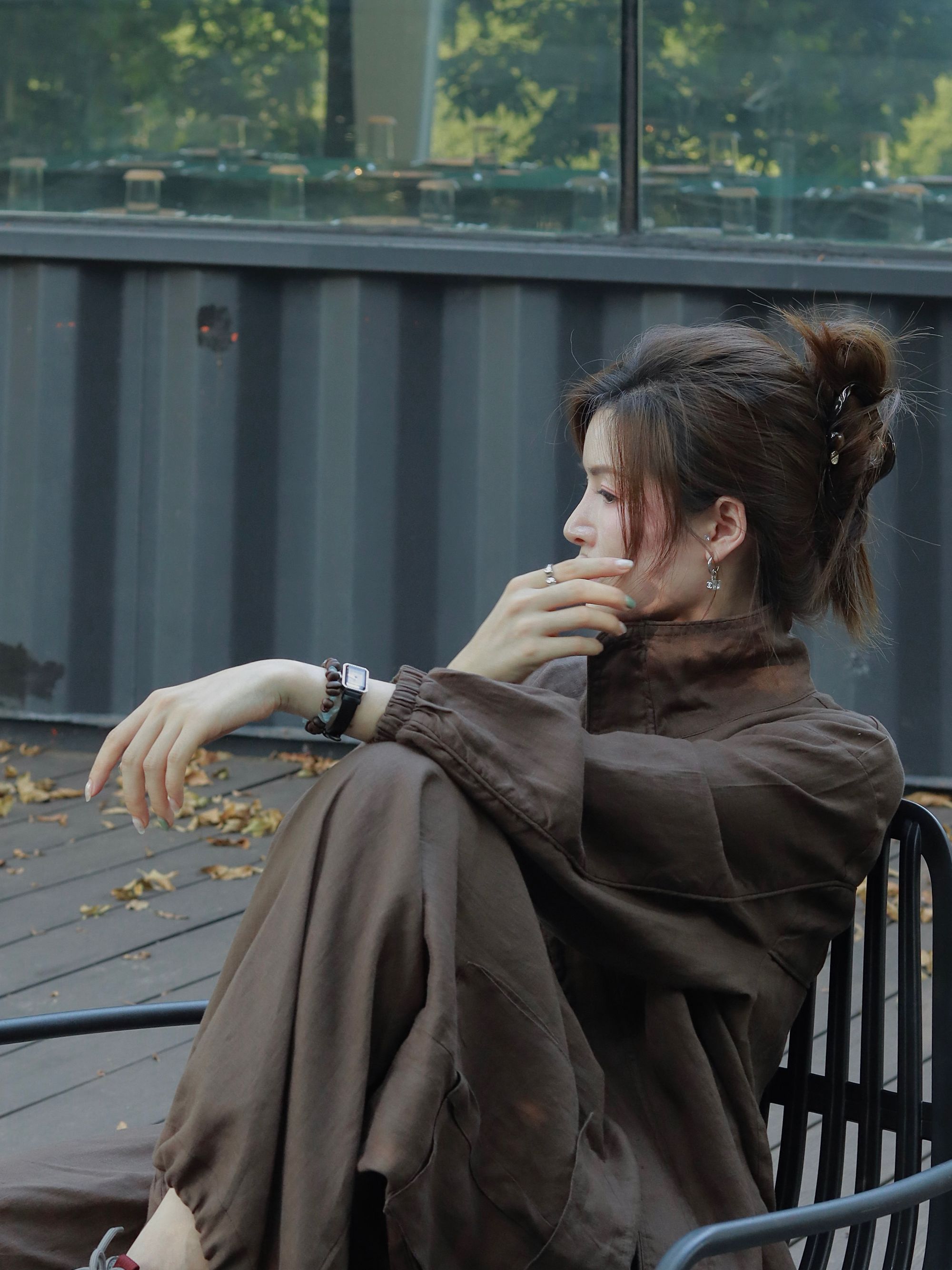 YILE·【侘寂工装】100%亚麻宽松廓形百搭工装立领外套