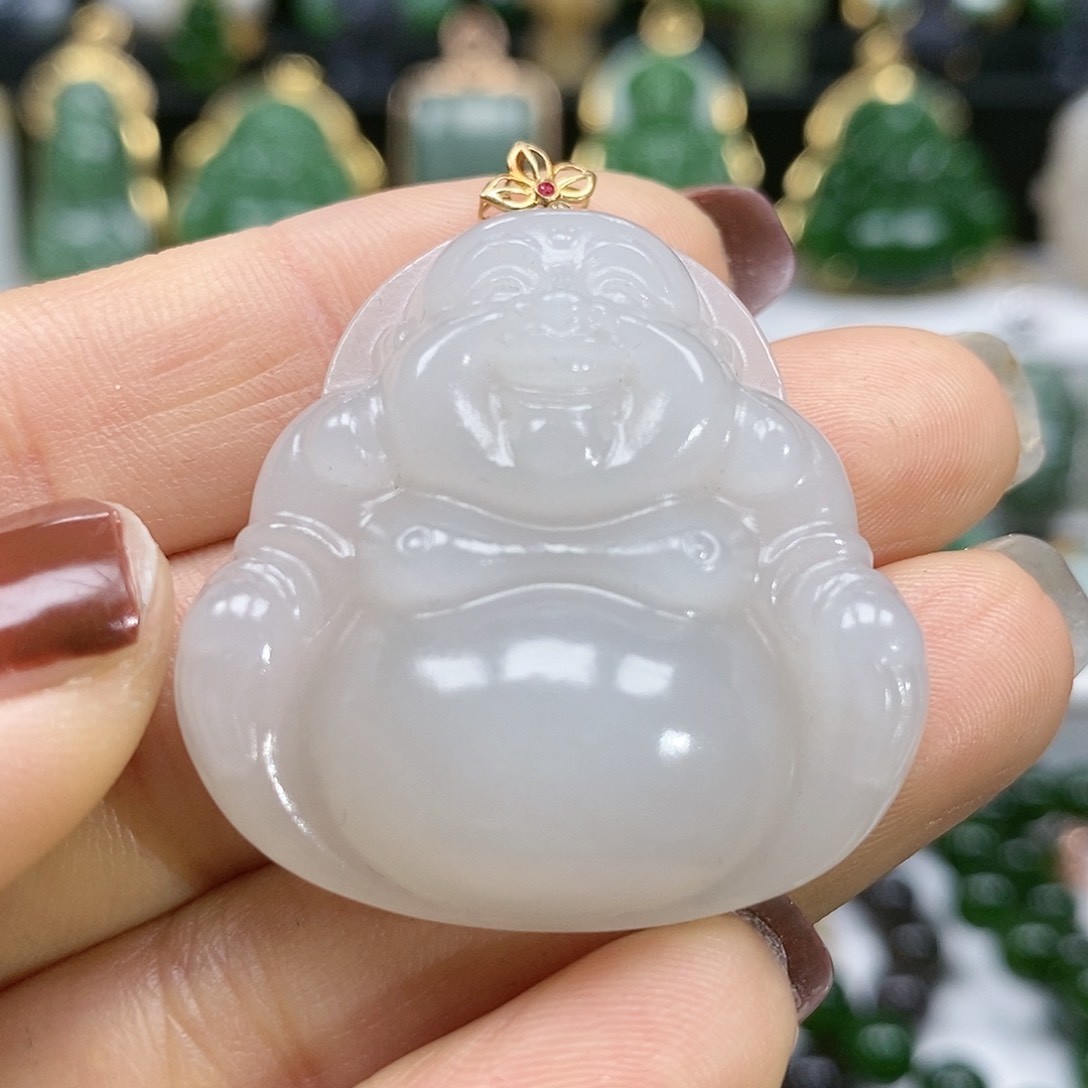 和田玉颈饰18K金镶嵌