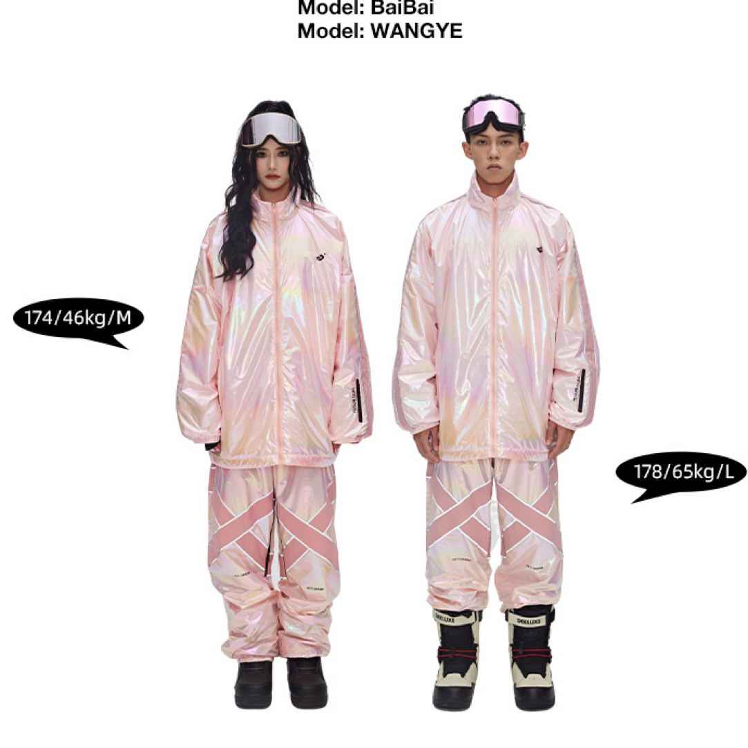 蜜桃奶冻色女款滑雪服套装秋冬新款显瘦防水保暖