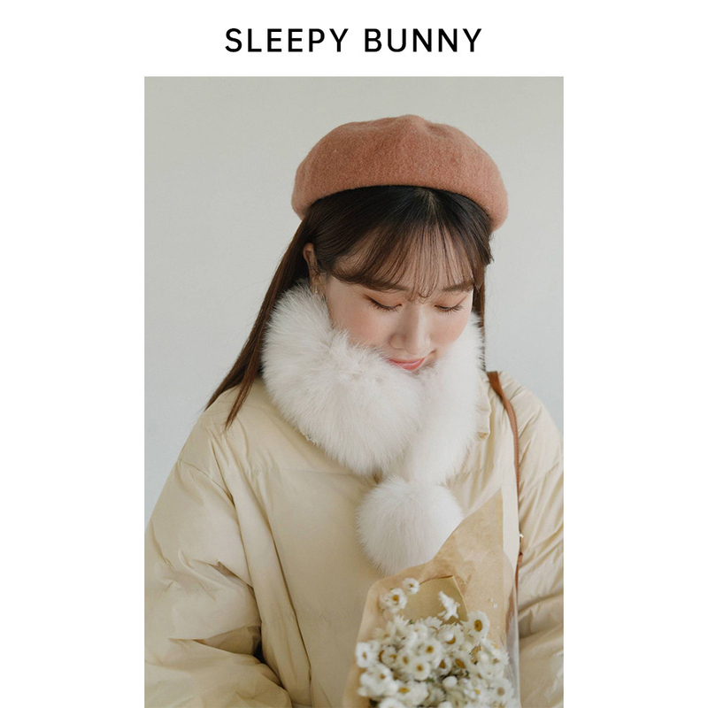 I瞌睡兔【清苍】特清纯软萌~大毛球球！狐狸毛领围巾围脖宽版14716