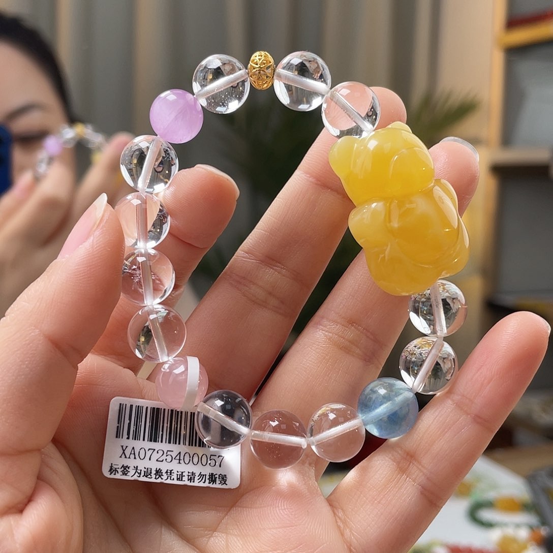 琥珀裸石未镶嵌蜜蜡手串