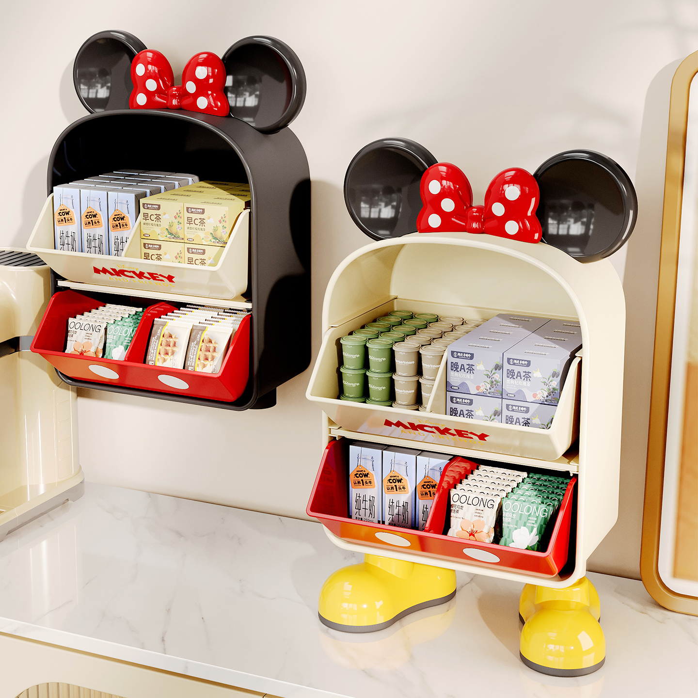 Disney/迪士尼茶包收纳盒茶水间咖啡胶囊置物架桌面零食整理家用