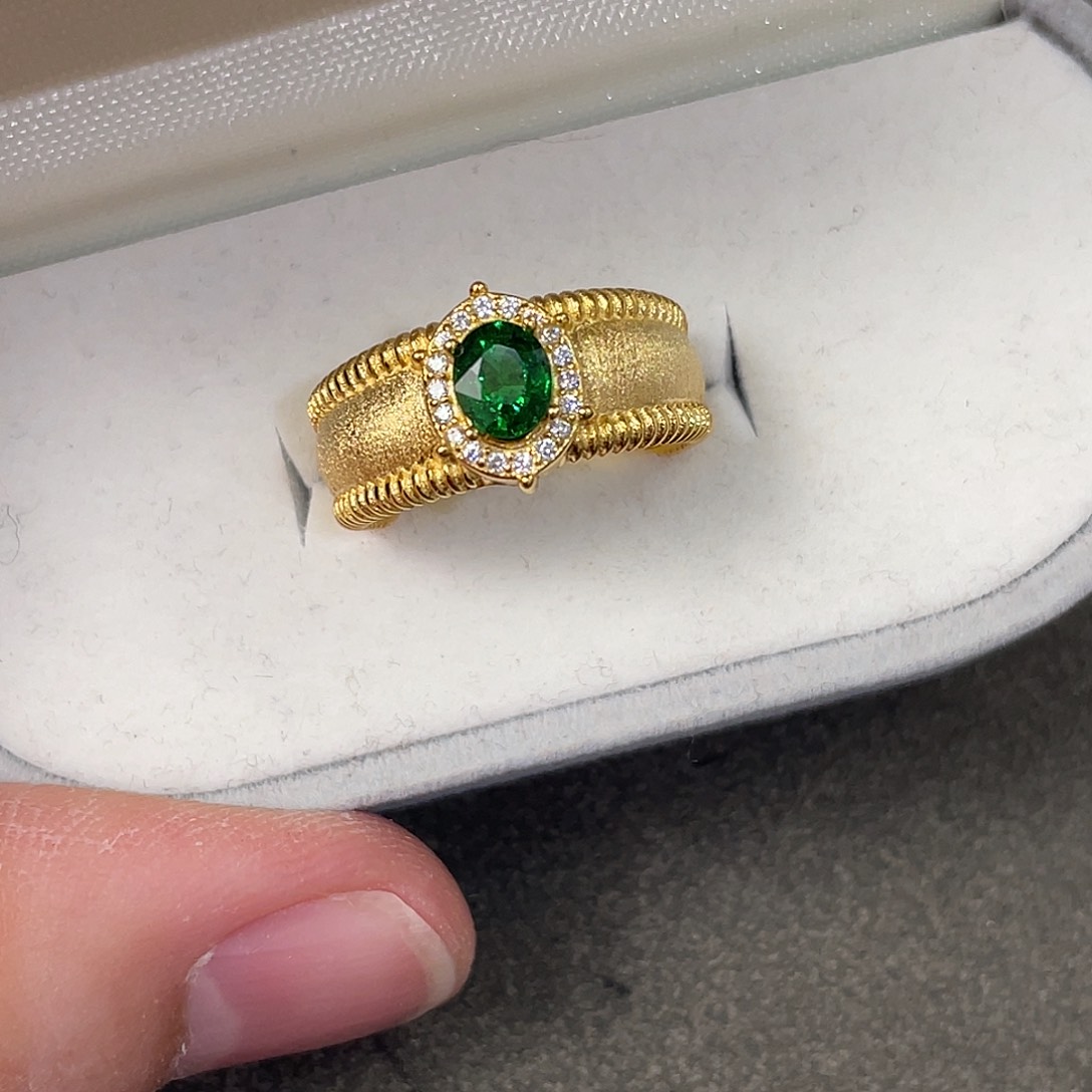 石榴石（沙弗莱）戒指银S925镀金镶嵌