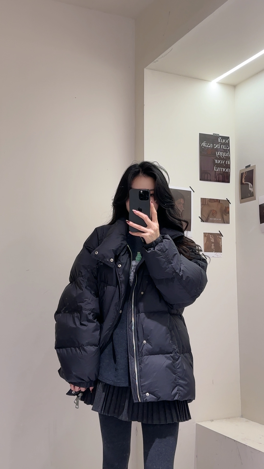 韩版简约黑灰中长款90白鸭绒羽绒服女2025冬新款加厚立领保暖外套