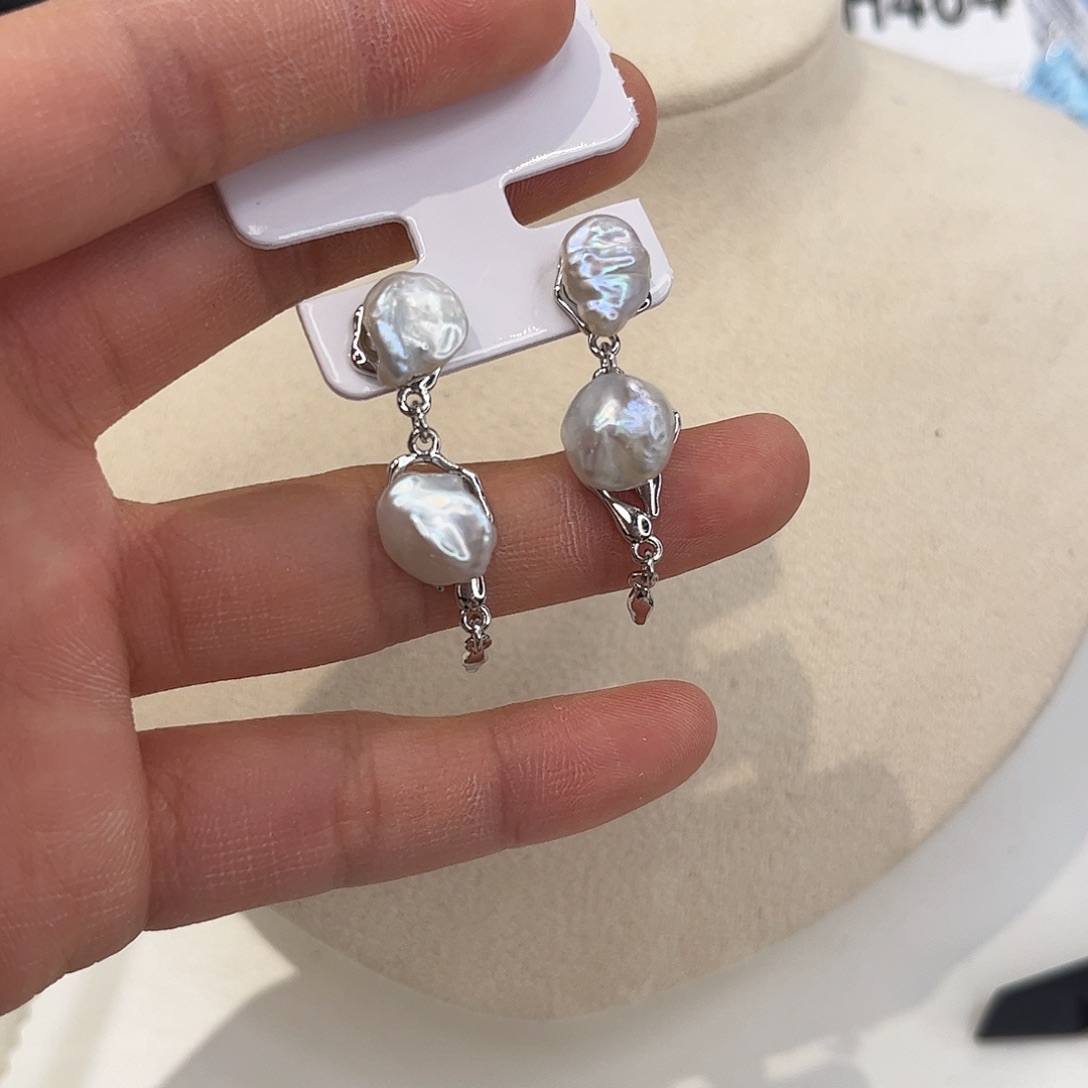 合金淡水珍珠耳饰