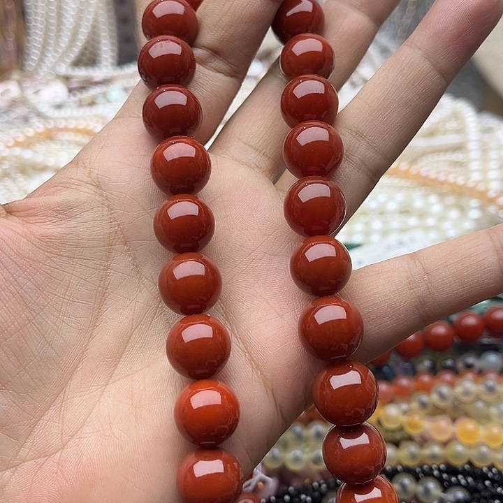 玛瑙/玉髓未镶嵌珠宝半成品半条14mm左右南红（拍2发1）