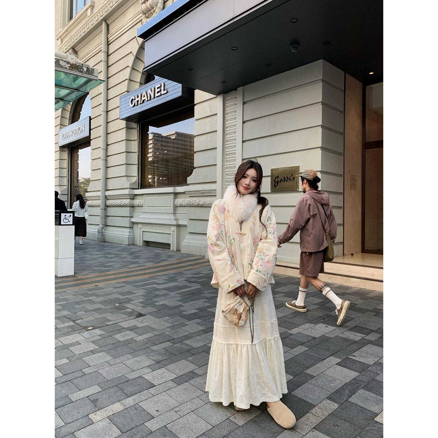 小君君布兰妮 花间邮集/多面料拼接肌理感木耳边半裙