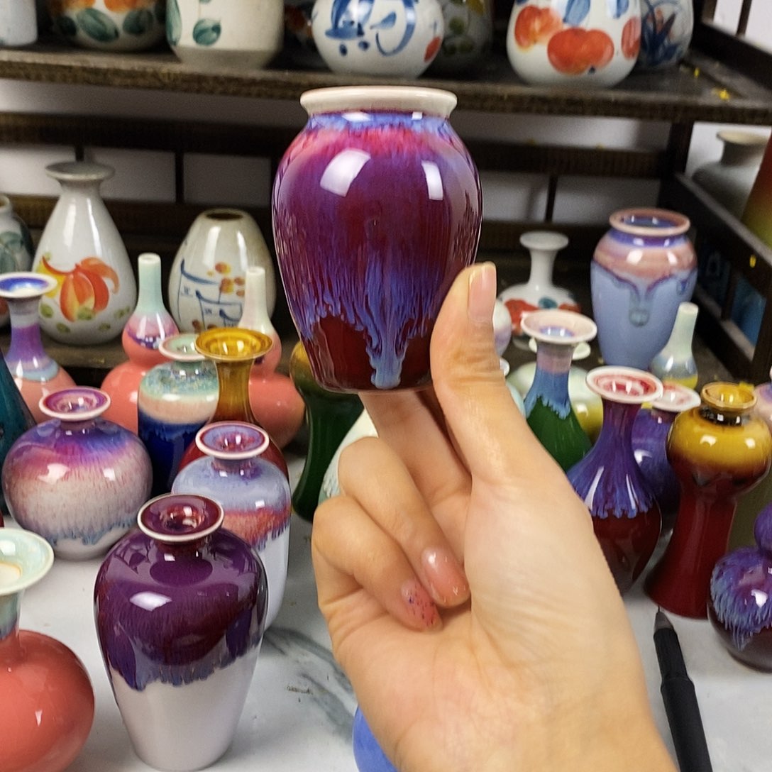 摆件庆**奇景德镇高温陶瓷小花瓶