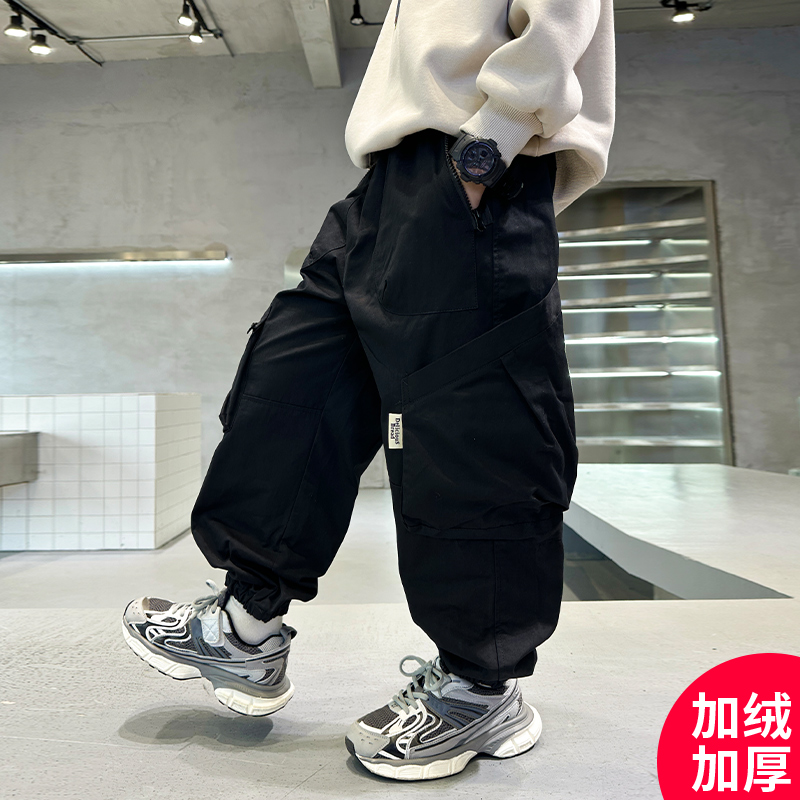 男童秋装裤子新款加绒加厚帅气时髦工装裤潮C3150