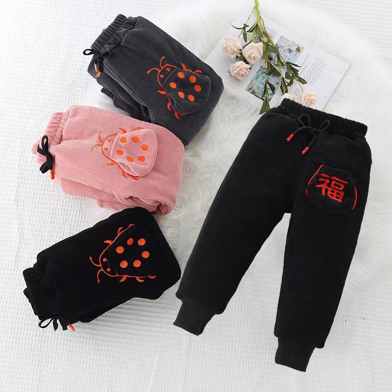 【512287一03】男童女童加绒加厚棉裤洋气保暖外穿小童冬季三层夹棉