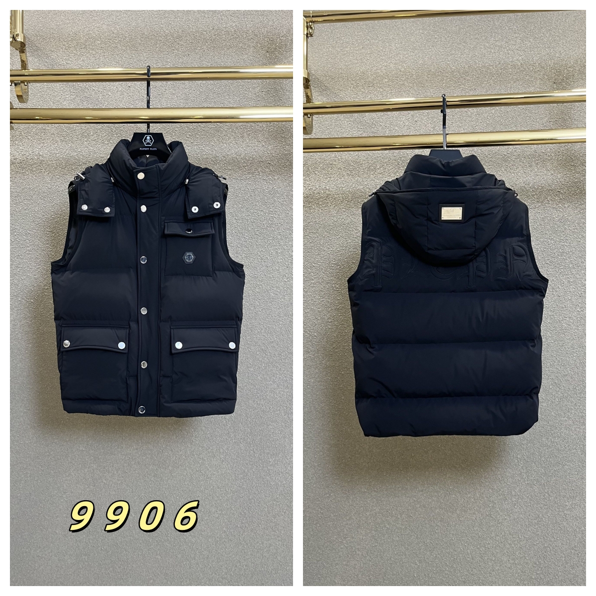 PLIPHPP PLEPN青仓 男士高端奢华黑色时尚高蓬松90绒羽绒马甲
