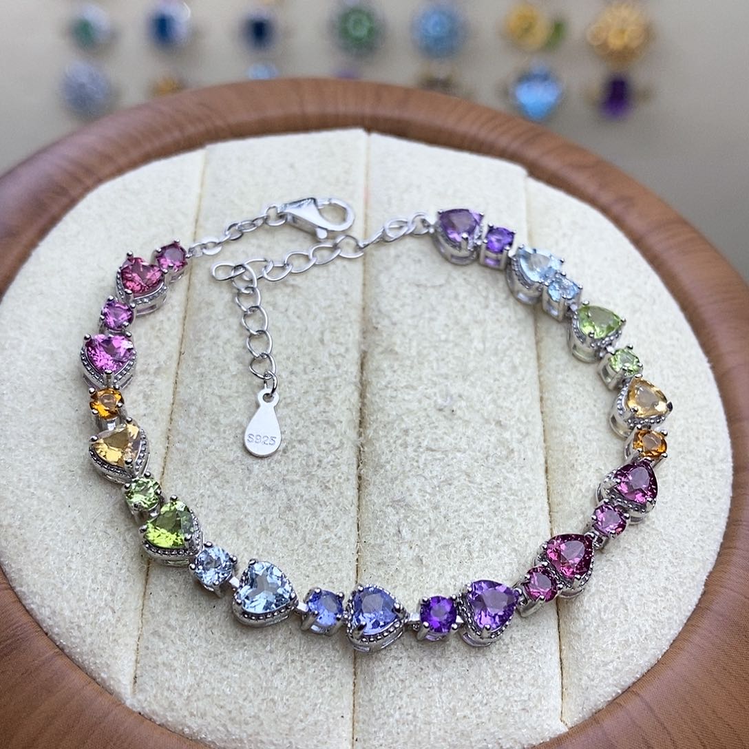 银S925镶嵌手链水晶多宝一物一证