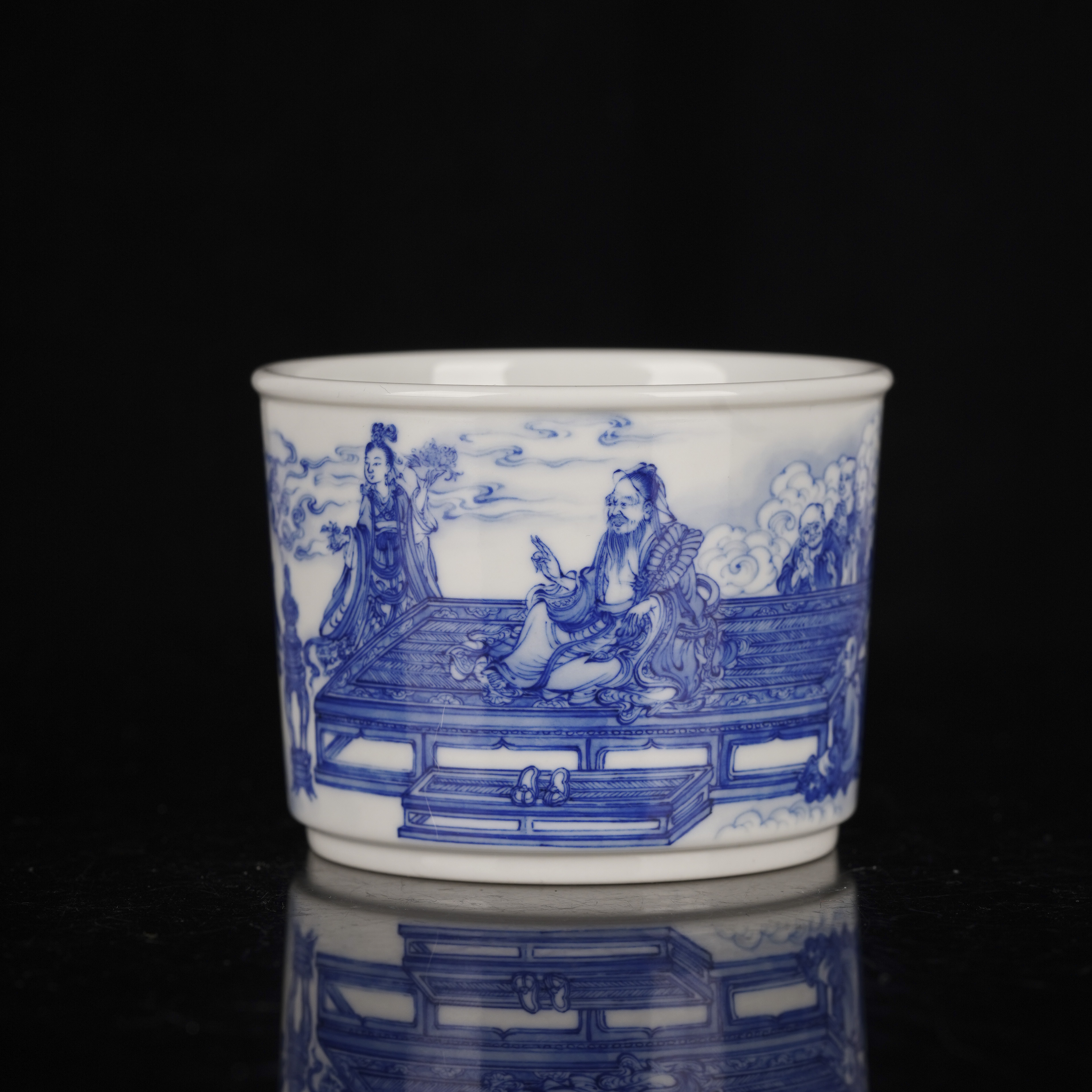 (精选）隐山清玩晓花窑达摩演教图杯景德镇陶瓷高端茶具