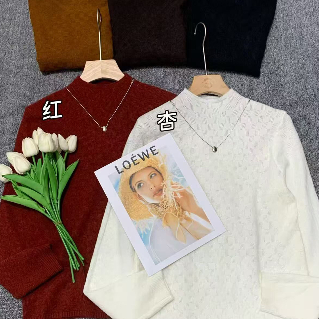 9008 秋冬时尚百搭花纹链子半领打底毛衣