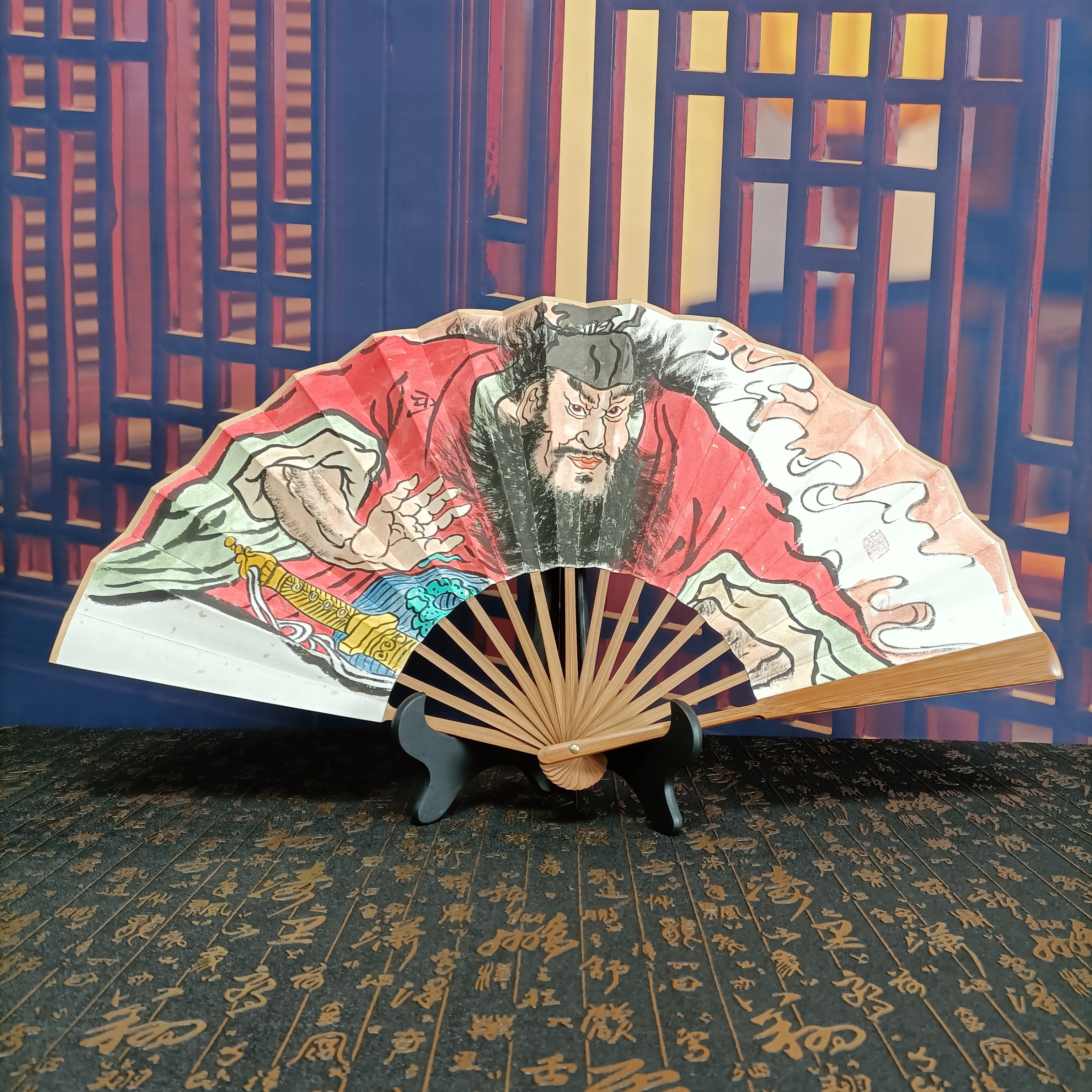 10寸15方手绘钟馗折扇