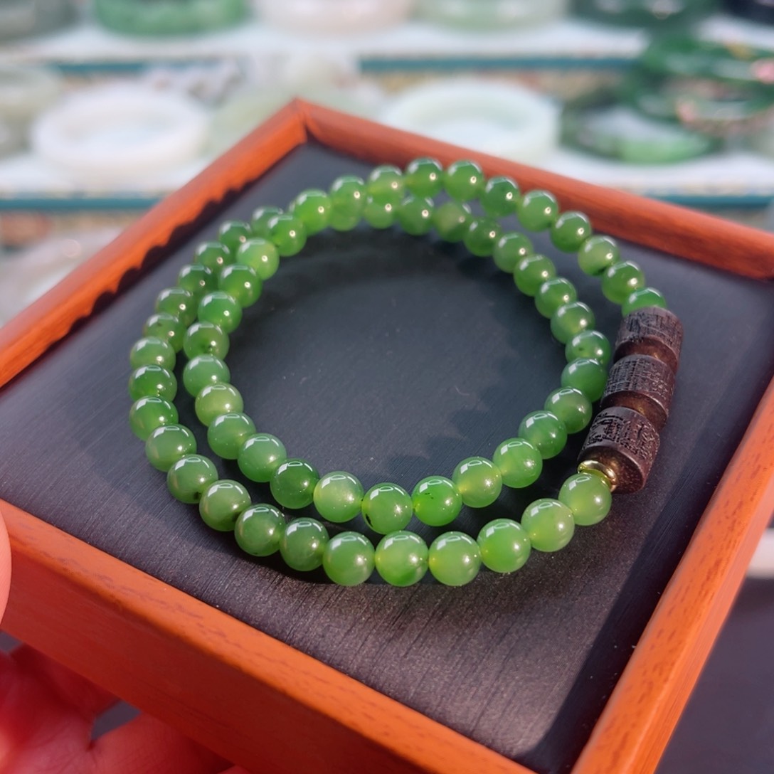 和田玉手链未镶嵌碧玉双圈