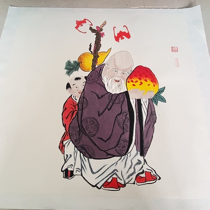 国画四尺斗方手绘人物