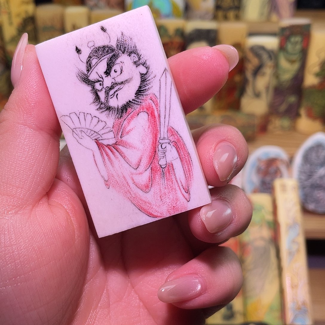 实心竹手工作品鹿角钟馗