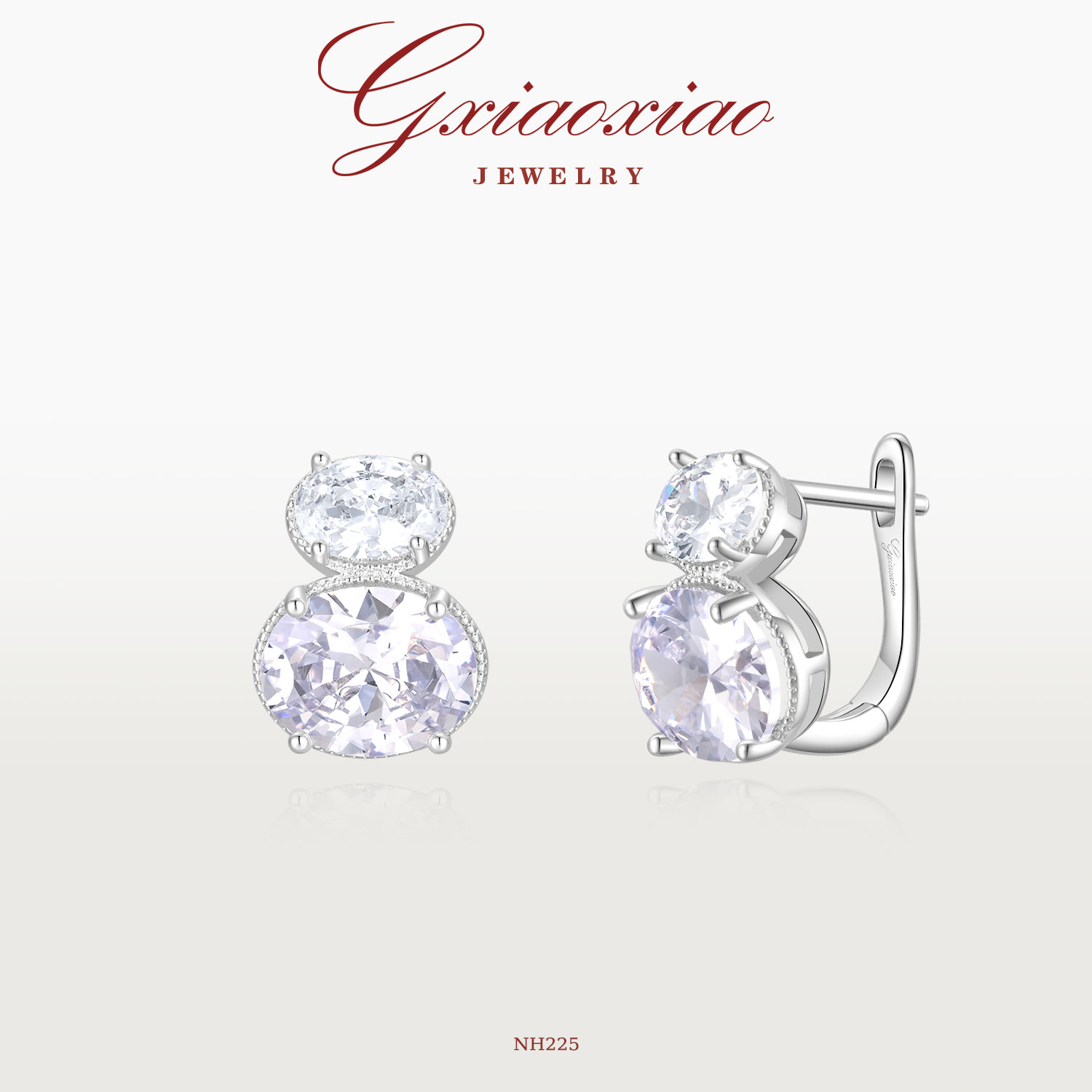 G XIAOXIAO 气质简约高级双椭圆闪耀百搭耳环 NH225