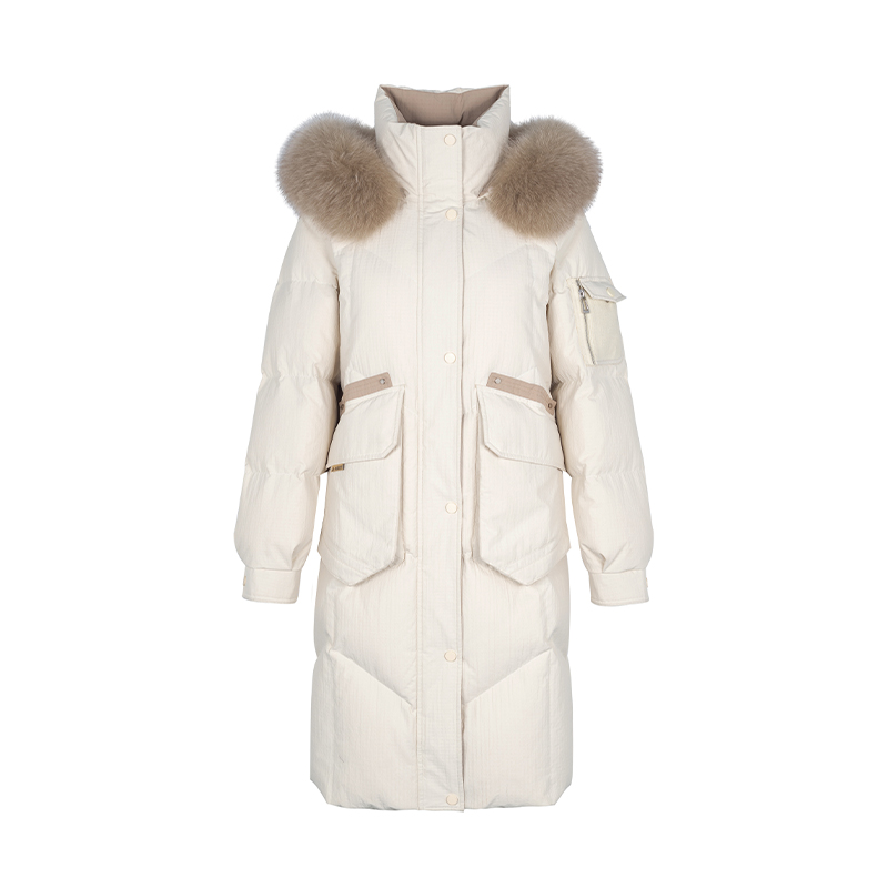 【直播专享】商场同款新品H版撞色进口狐狸毛鸭绒服N0912A34921