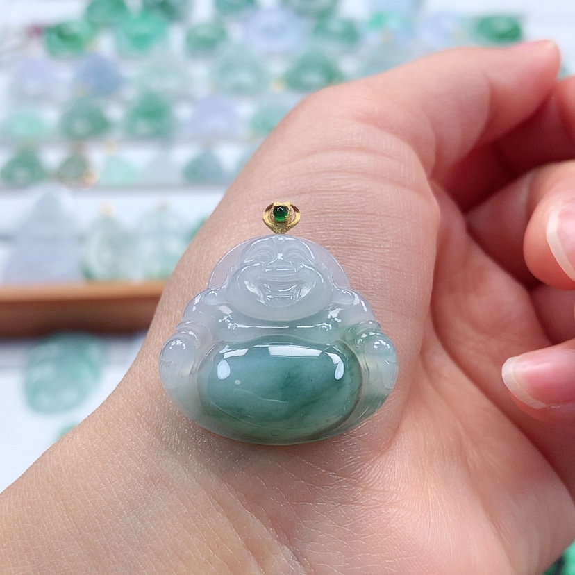 【闪购商品】翡翠吊坠(赠链)18K金镶嵌