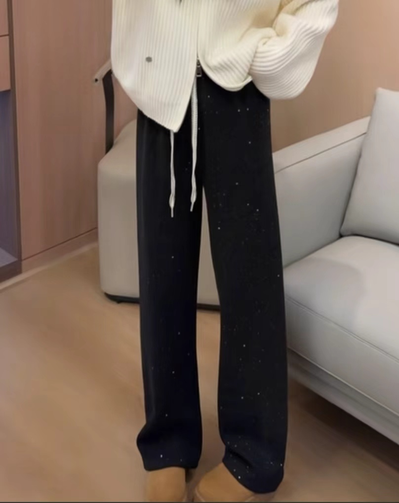 加绒加厚亮片显瘦直筒糯米裤B#1209