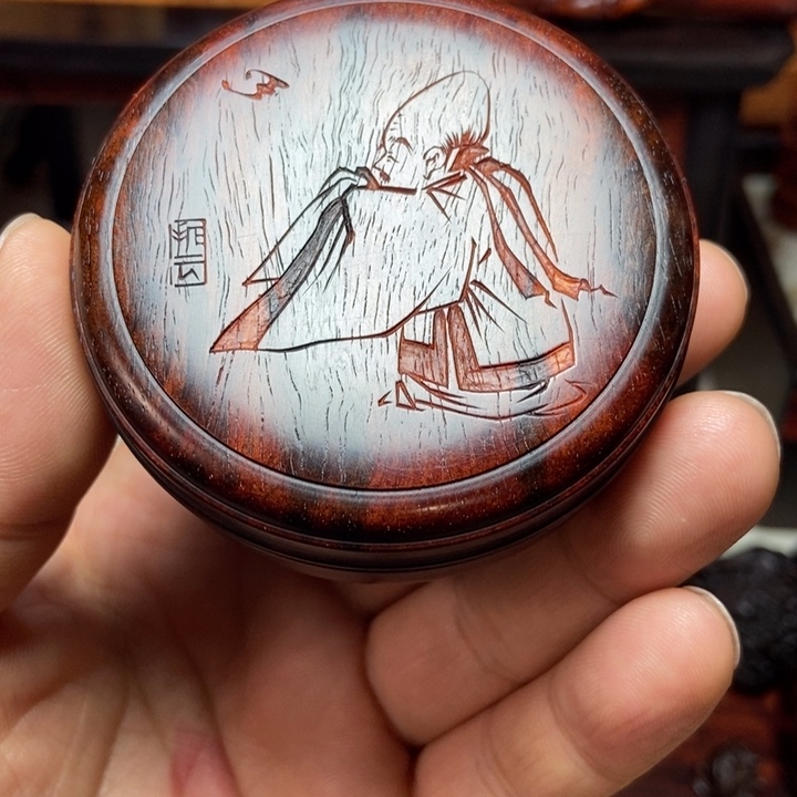 檀香紫檀（小叶紫檀）拓云印泥盒