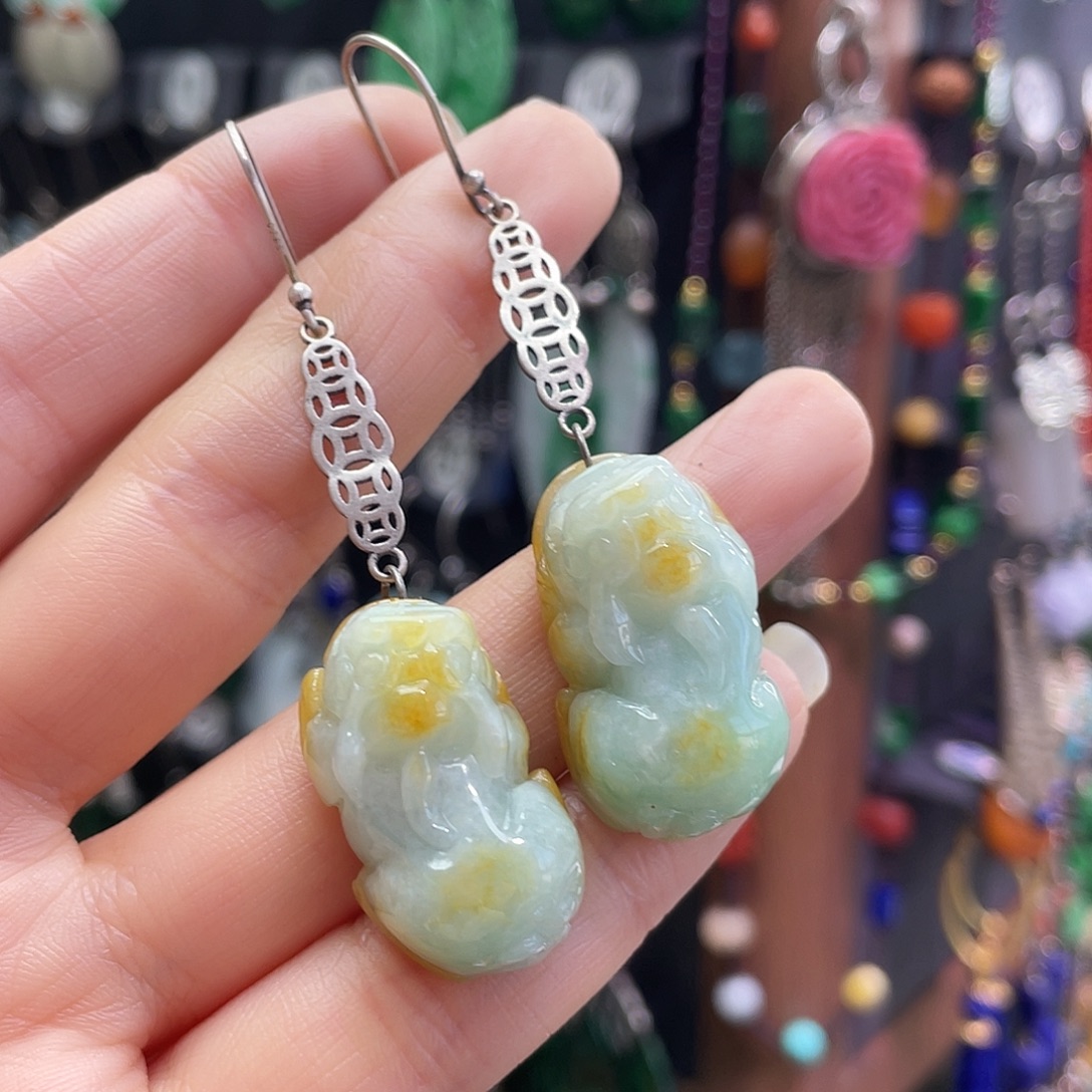 幸***子翡翠银S925镶嵌耳饰980jjhhj