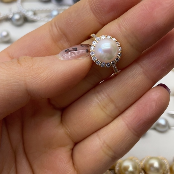 海水珍珠戒指银S925镶嵌