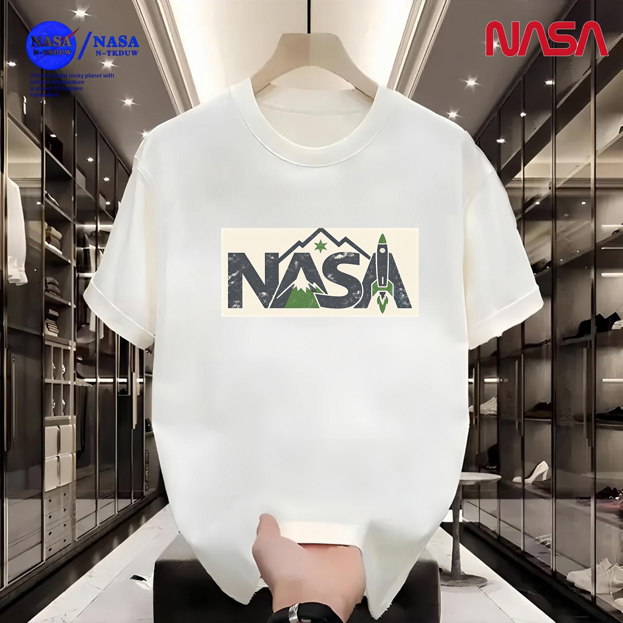 D16NASA联名重磅T恤2026男女同款时尚百搭圆领短袖【火箭】A-0104