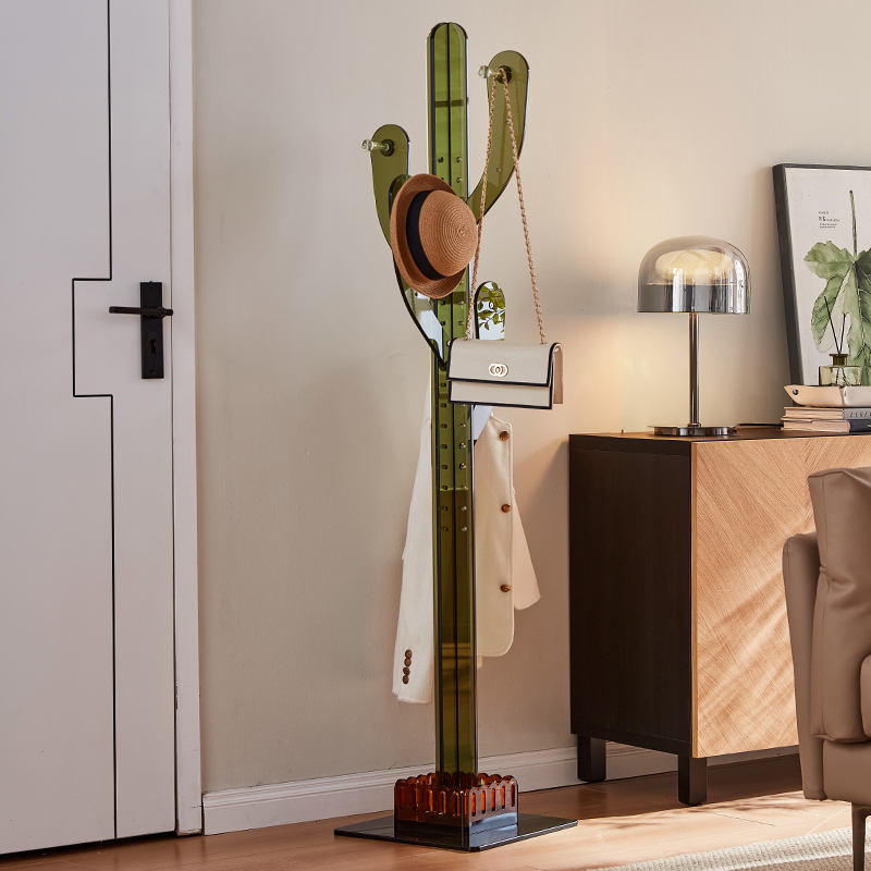 仙人掌衣帽架亚克力挂衣架落地门口卧室玄关创意轻奢家用衣服杆