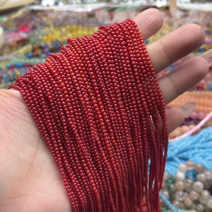 玛瑙/玉髓珠宝半成品未镶嵌一条2mm左右红精灵