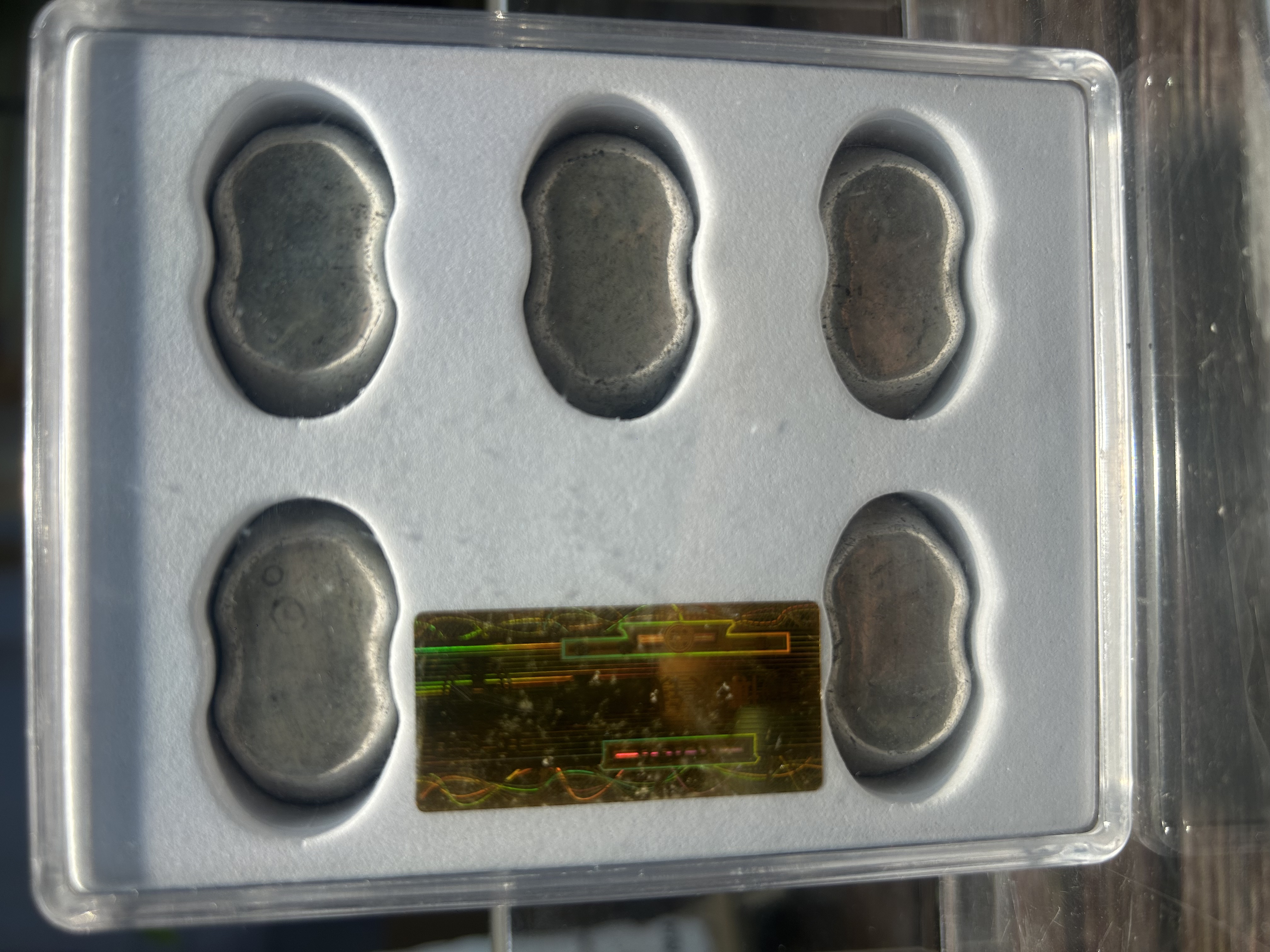 【盛世典藏】银质感-古典福禄寿喜财锭门店样品摆件