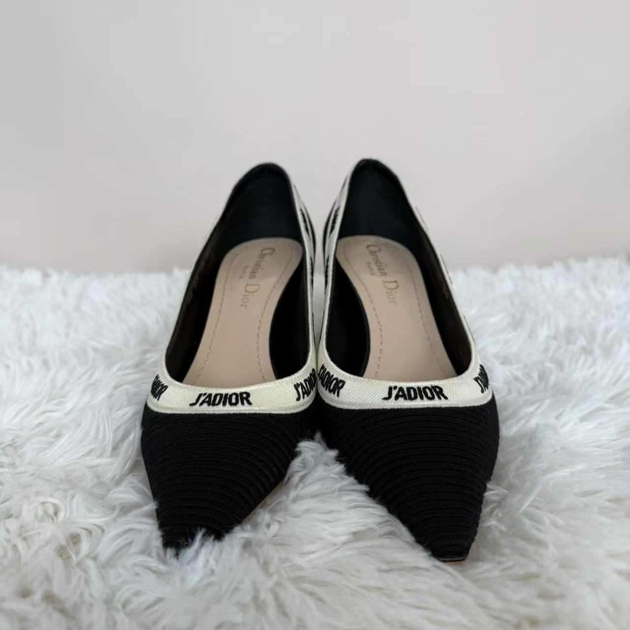 95新 DIOR/迪奥 麦殿/编织高跟鞋35码黑白拼色/250223VDYZX02