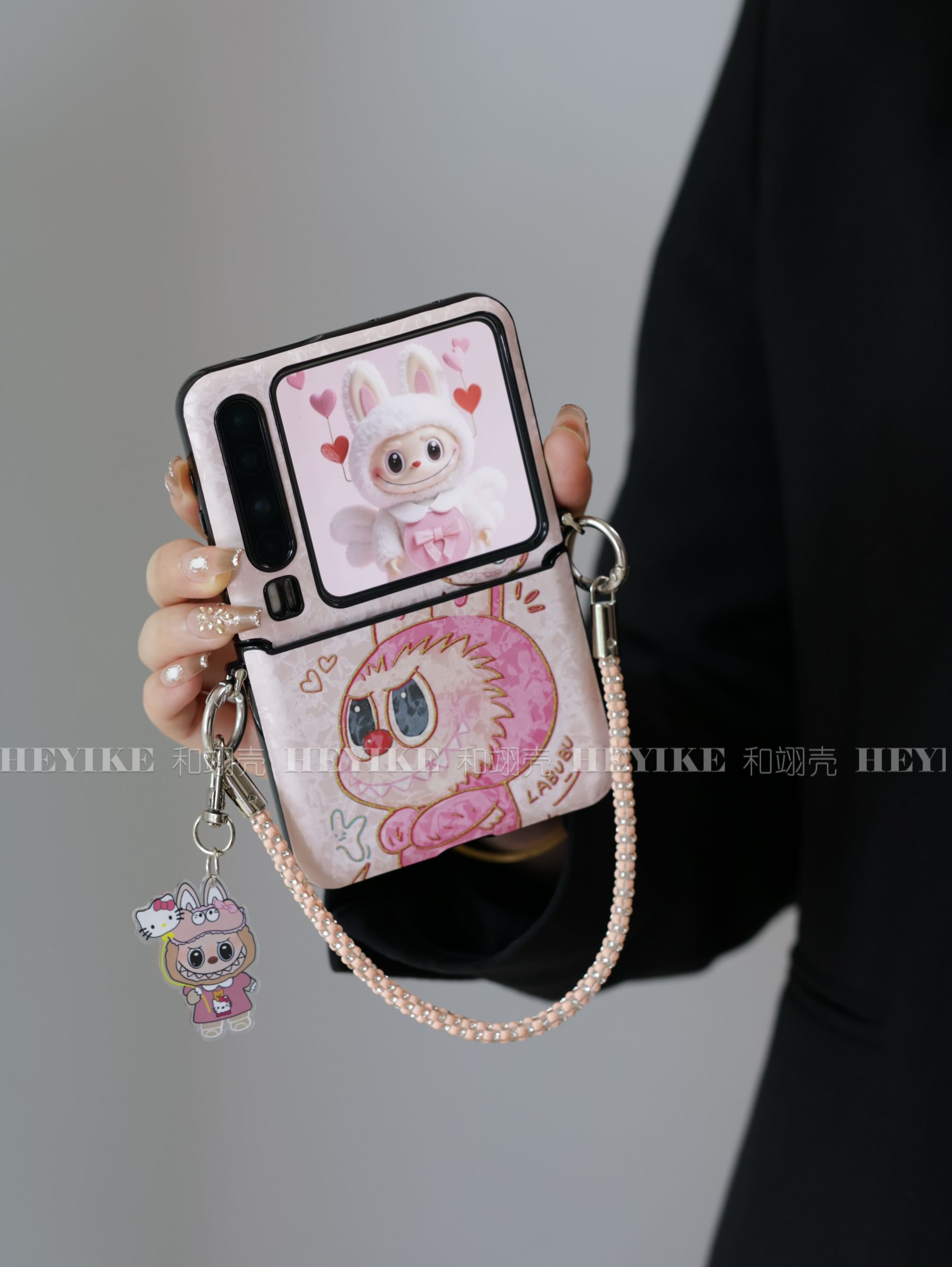 潮牌烫金卡通适用华为purax手机壳折叠mixflip2包中轴斜挎pocket2