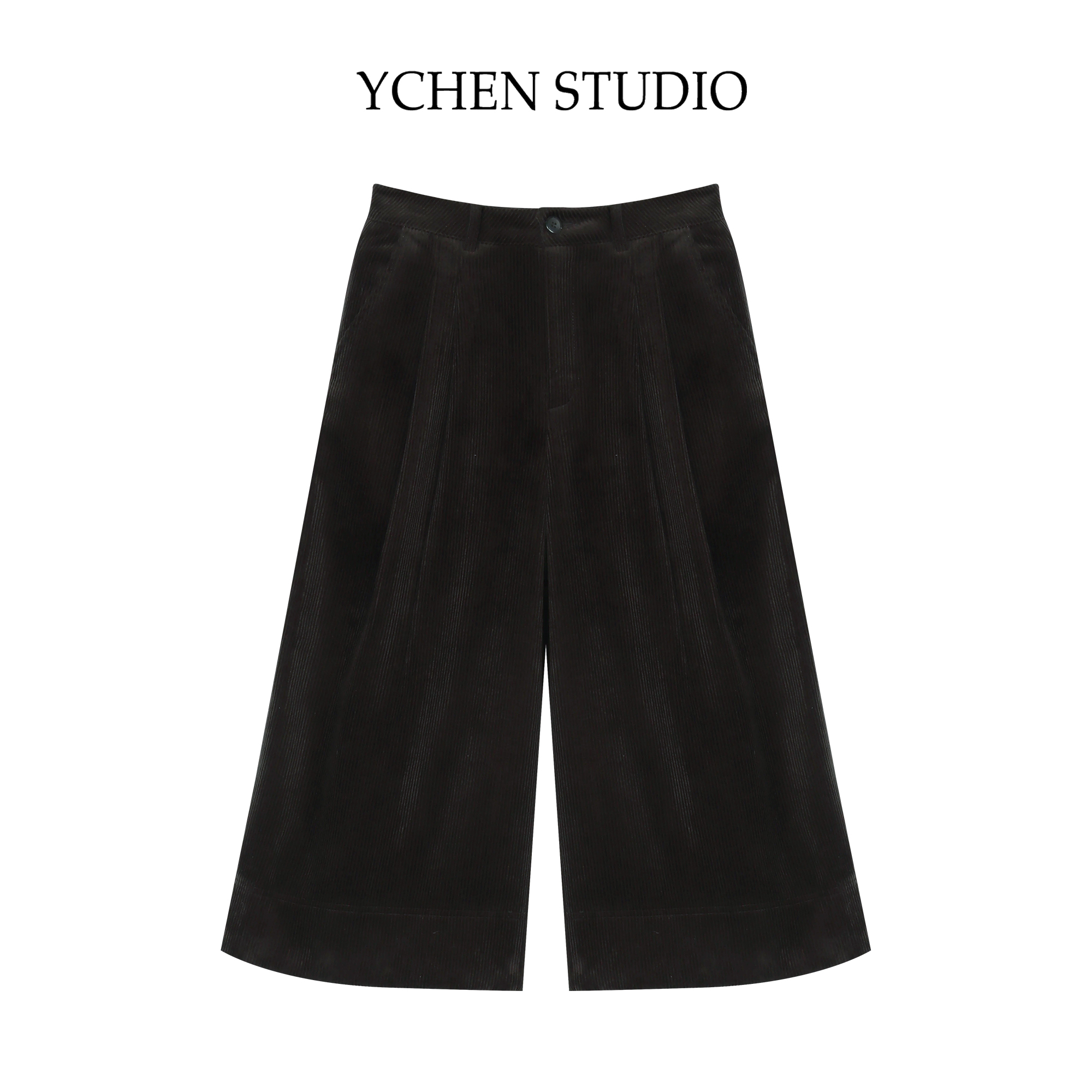 YCS【马尼拉】秋冬新款高腰显瘦阔腿加薄绒灯芯绒八分裤KK1599KZ