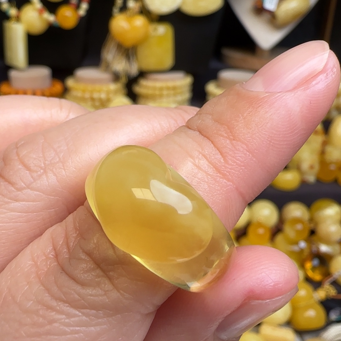 琥珀未镶嵌戒圈蜜蜡爱心戒圈