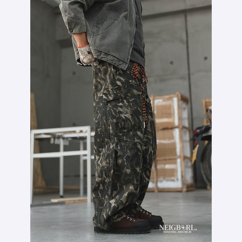 【花豹】NEIGBORL钊叔制进口石酵美式复古迷彩工装裤