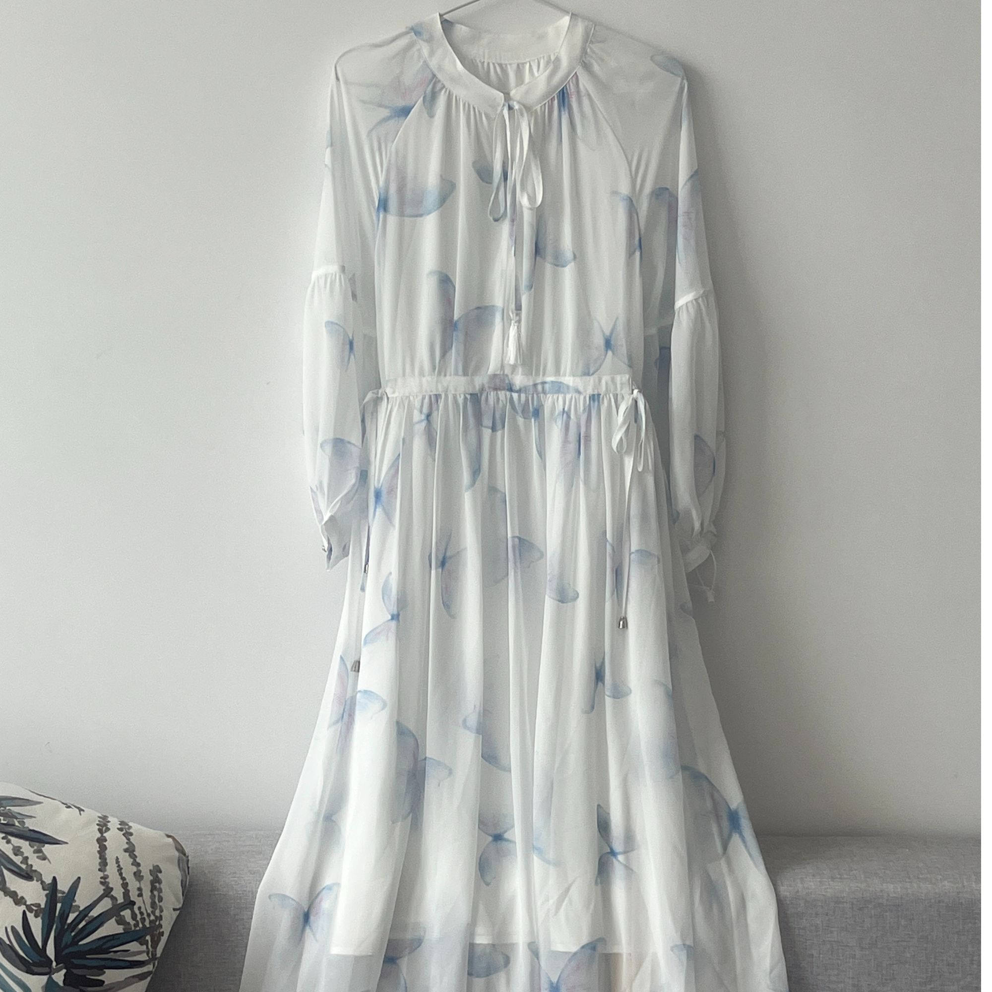 真丝桑蚕丝女装连衣裙显瘦国风仙女裙宽松春夏优雅印花蝴蝶