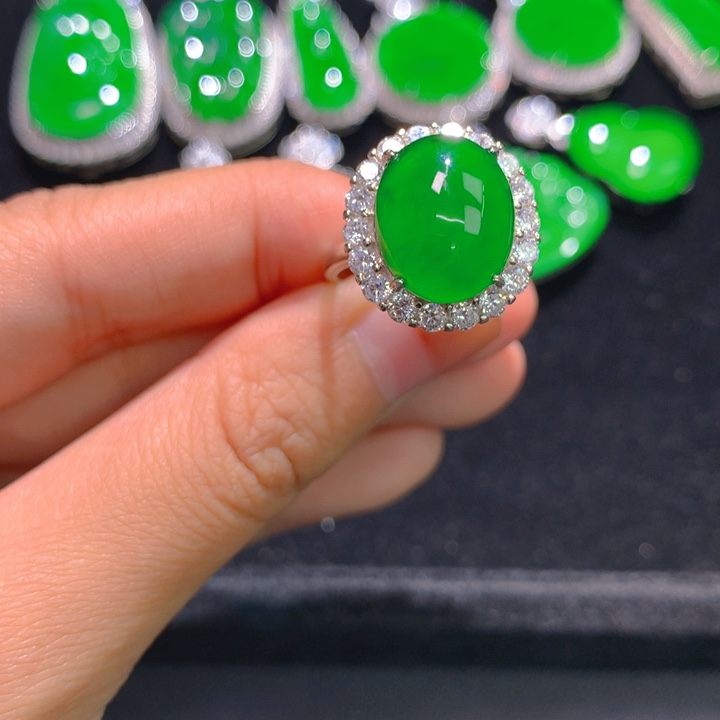 翡翠银S925镶嵌戒指