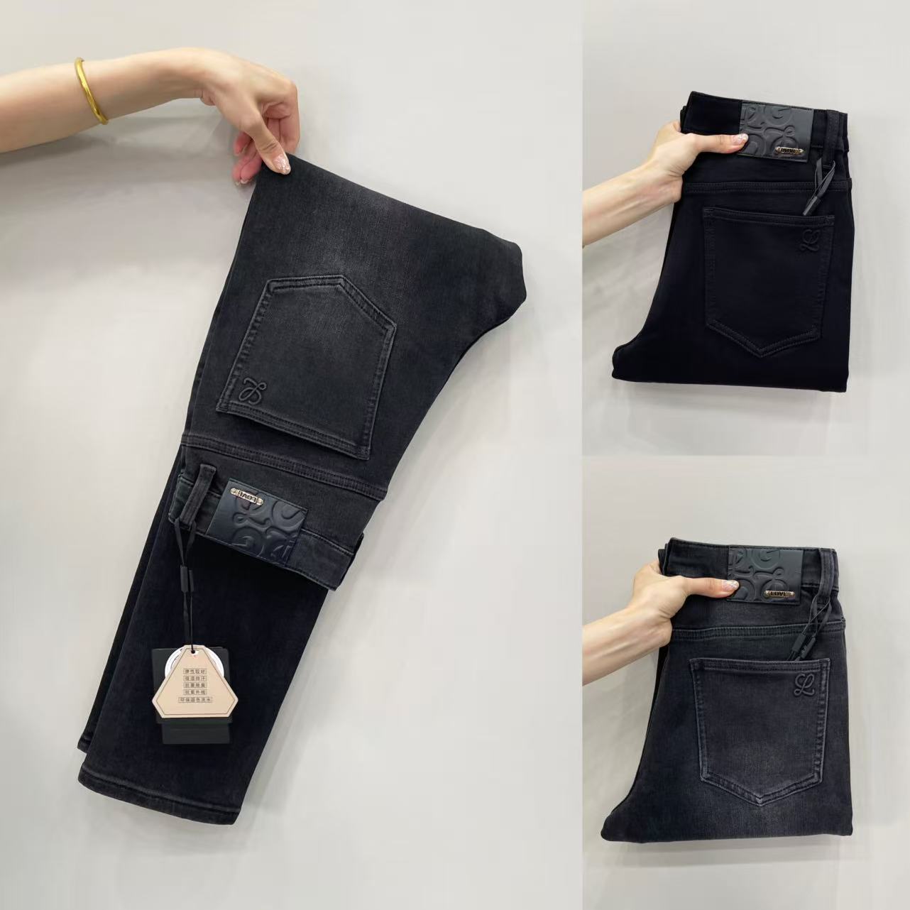 2025《秋冬新款》修身弹力商务直筒裤百搭中腰水洗男士牛仔裤