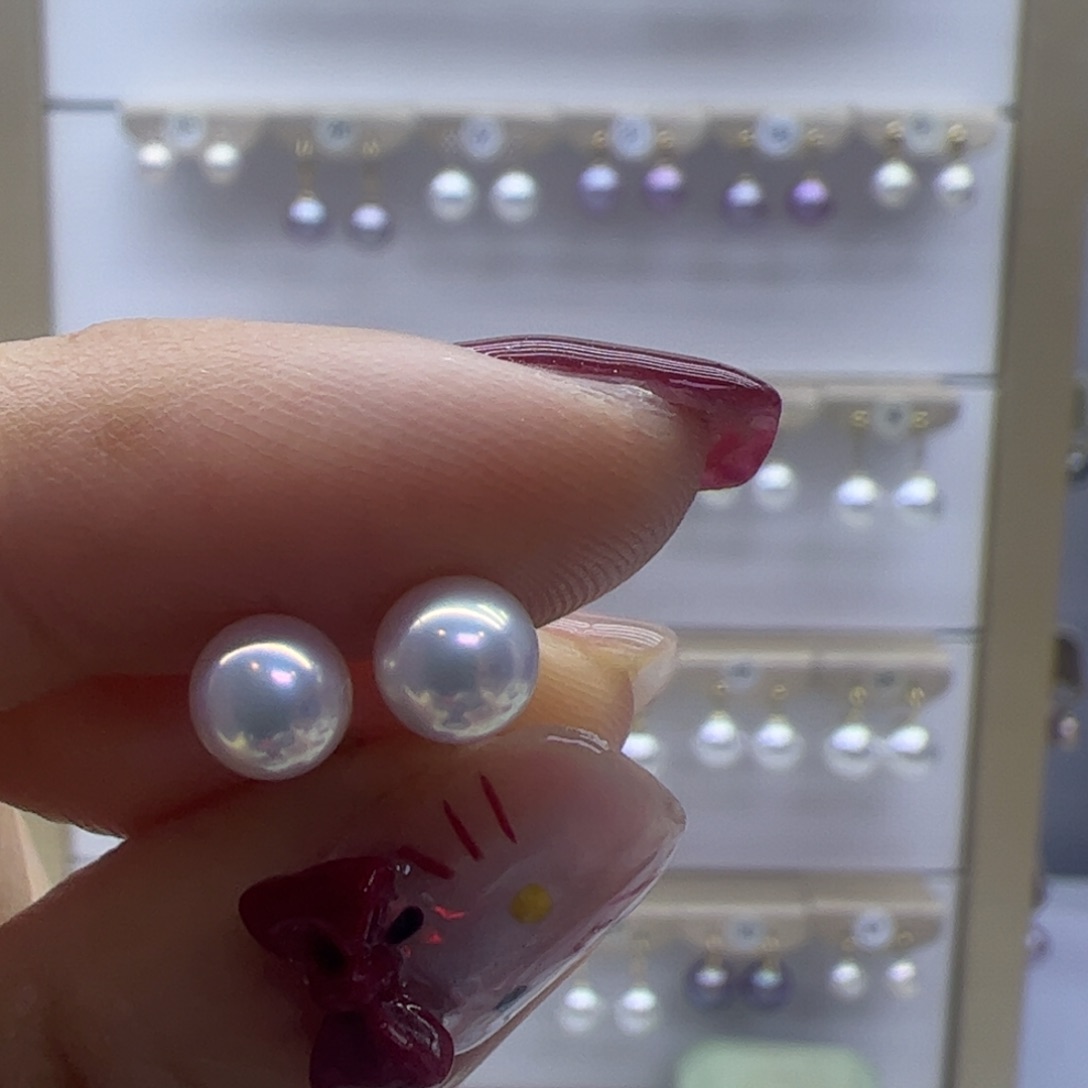 淡水珍珠耳饰18K金镶嵌