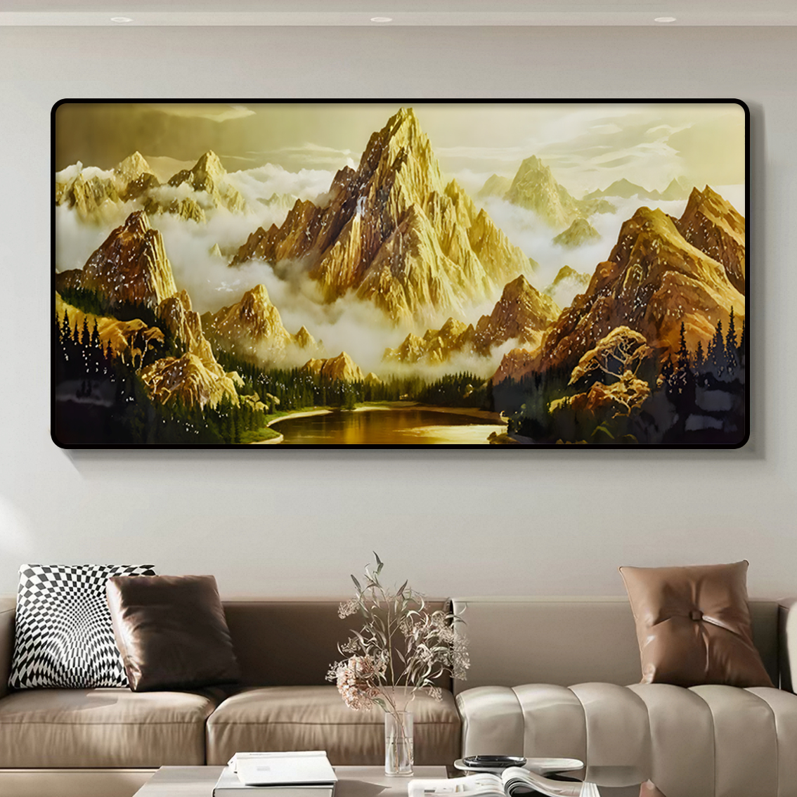 CL-076轻奢客厅装饰画日照金山山水风景沙发背景墙挂画2358捡漏