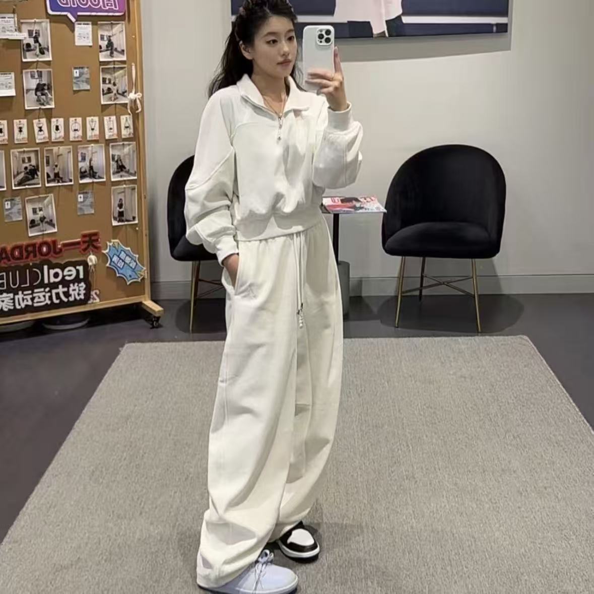 Nike/耐克官方正品 AJ女子白色运动休闲抽绳长裤流光风HV0330-133