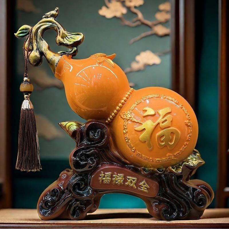 福禄双全喜庆葫芦摆件客厅酒柜玄关电视柜工艺品摆件居家装饰品