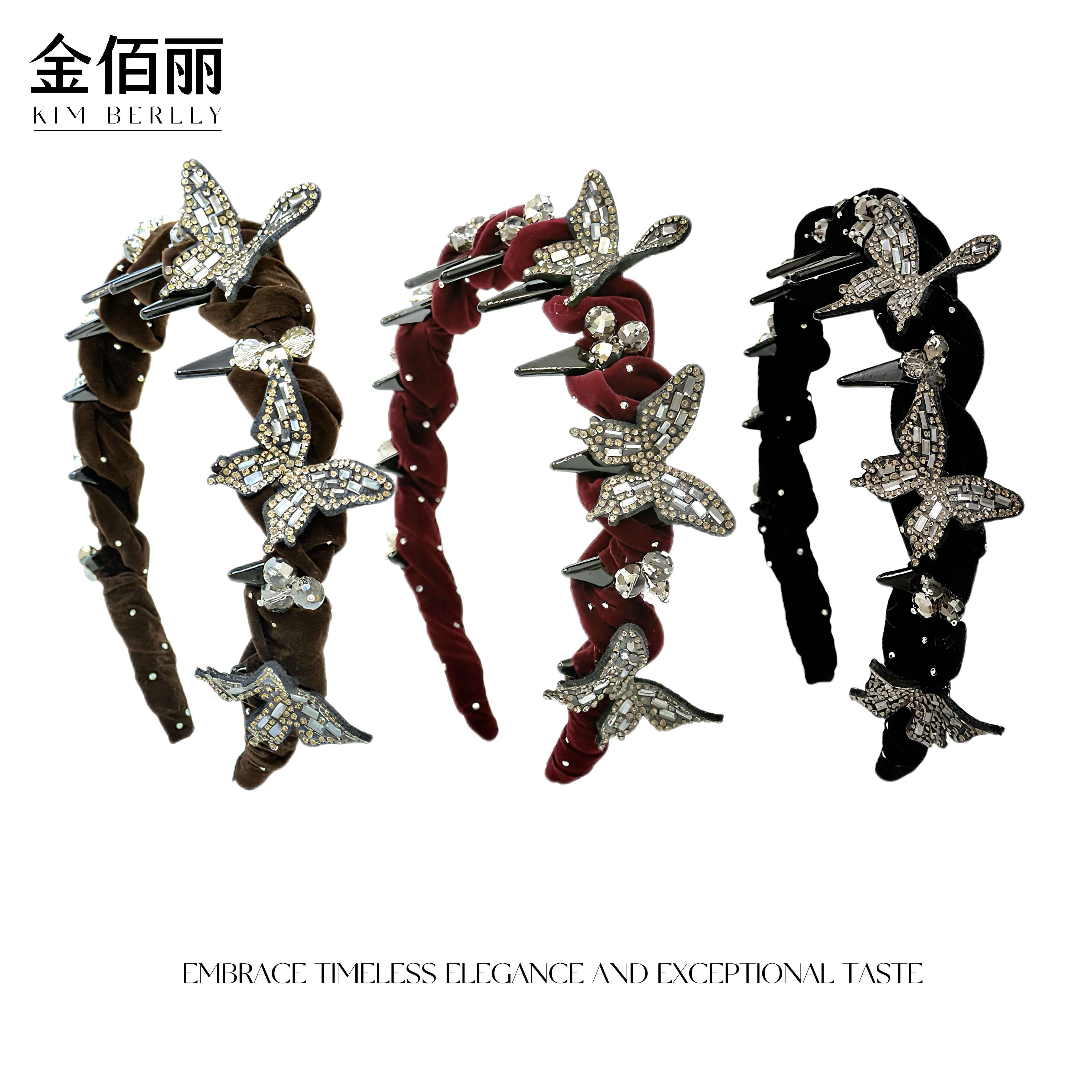 【蝶与星辰】新款韩版丝绒镶钻带齿防滑高颅顶女显脸小洗脸通勤发箍