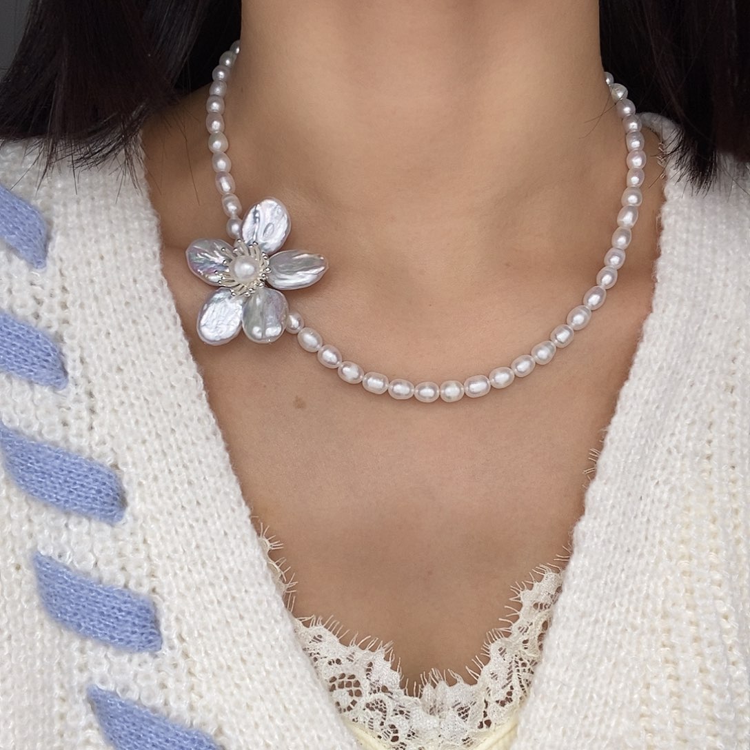 耳饰银S925镶嵌淡水珍珠