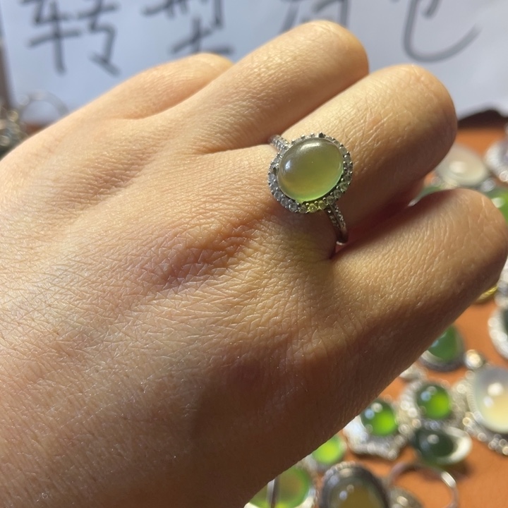 蛇纹石玉合金戒指