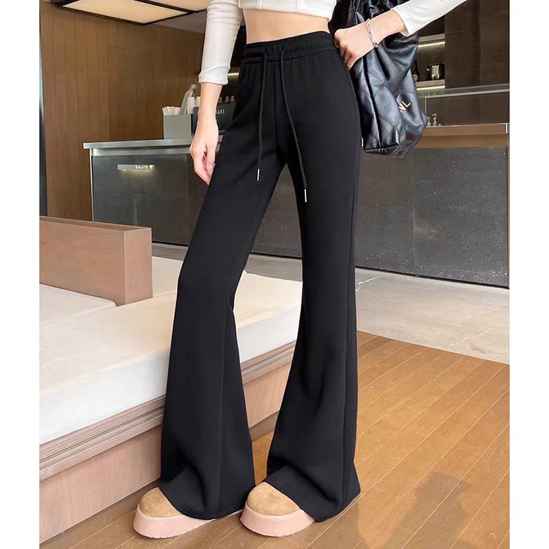 高腰加绒加厚冬季休闲喇叭裤遮肉显瘦