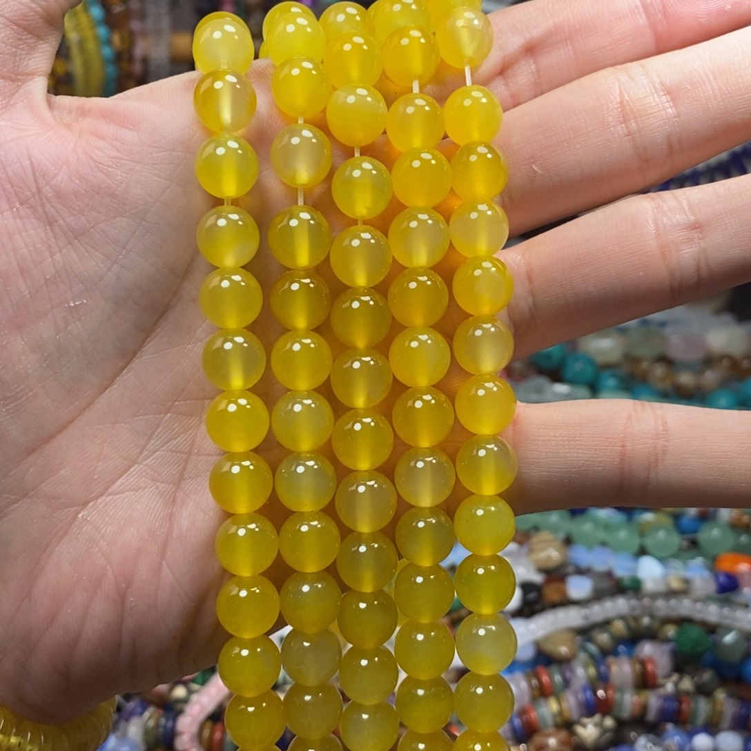 未镶嵌，黄玛瑙10mm，石英质玉
